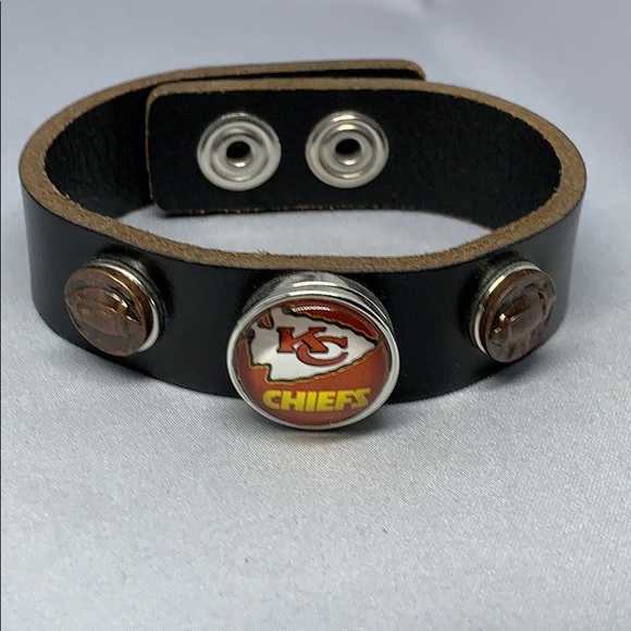 Snap Jewelry - 🏈Chiefs Leather 3 Charm Snap Button Bracelet